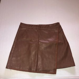 Brown Leathered Styled Skirt